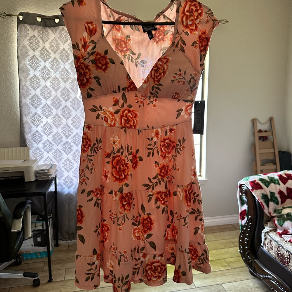 Floral Pink Sleeveless Dress